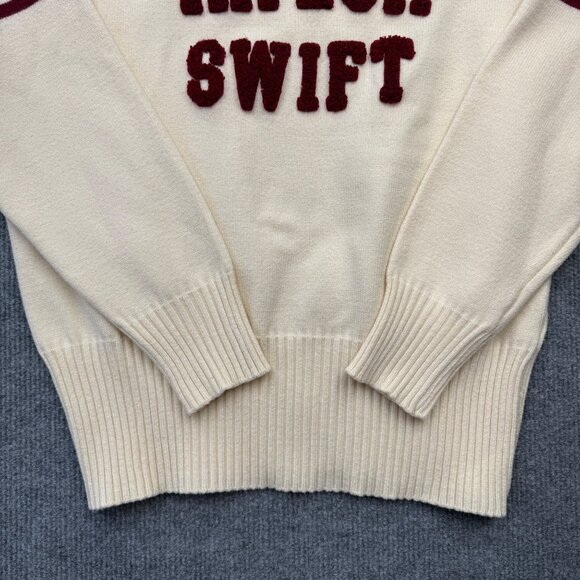 Taylor Swift Knit Varsity Sweater Collegiate Red Era Ivory Maroon Womens S/M - Picture 5 of 12